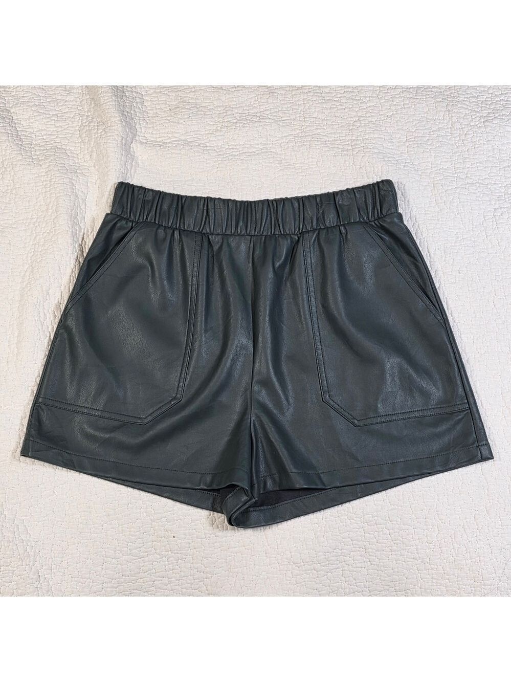Steve Madden Green Faux The Record Faux Leather Short